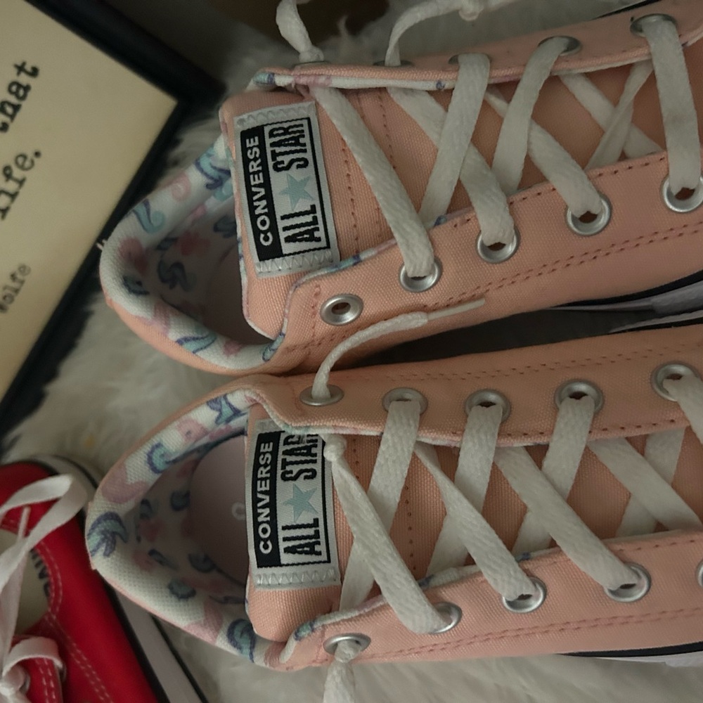 Converse Chuck Taylor All Star Red and Baby Pink Sneakers - Picture 10 of 10
